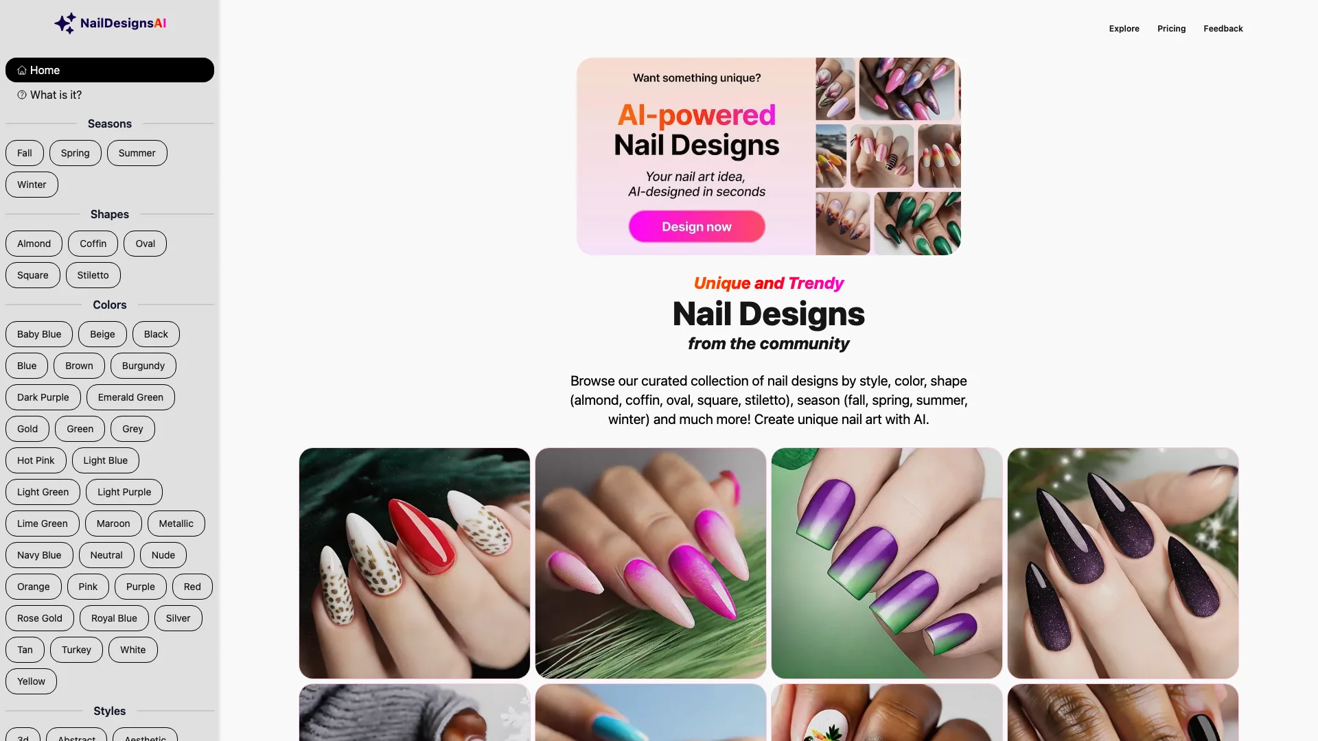 NailDesignsAI 主页截图