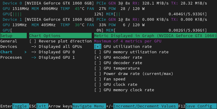 NVTOP 设置窗口