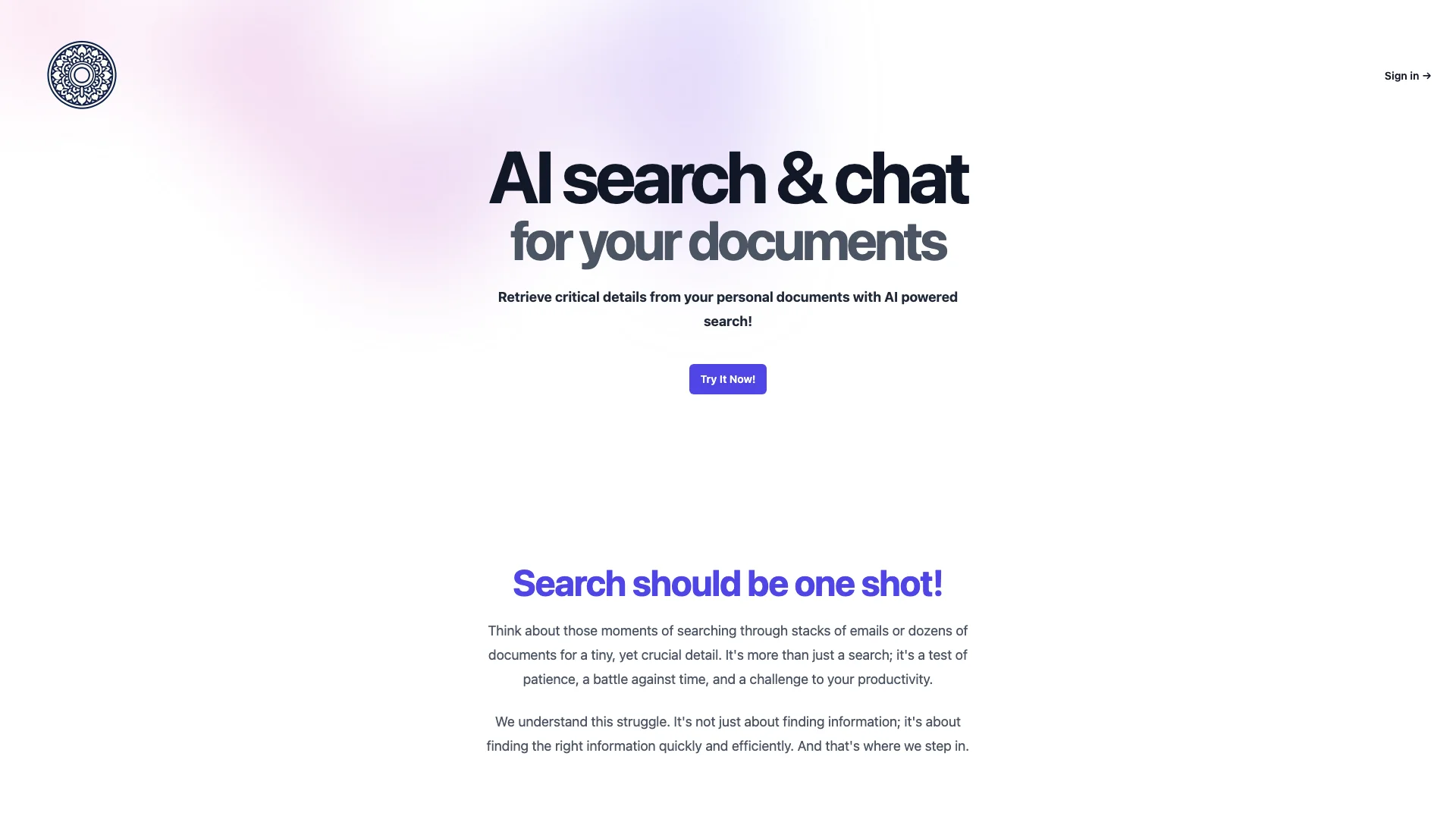 SearchMyDocs.ai主页截图