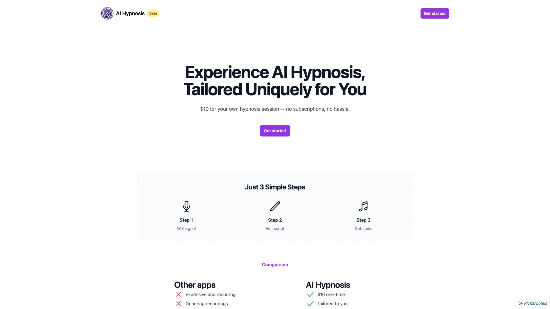 AI Hypnosis App 主页截图