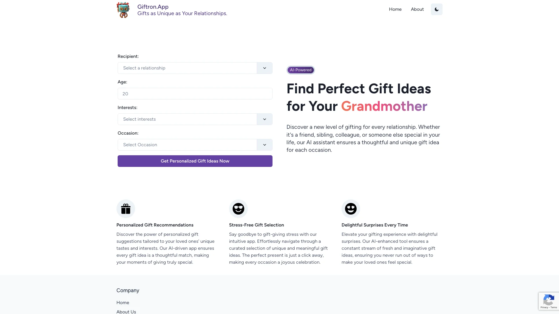 Giftron Find Perfect Gift主页截图