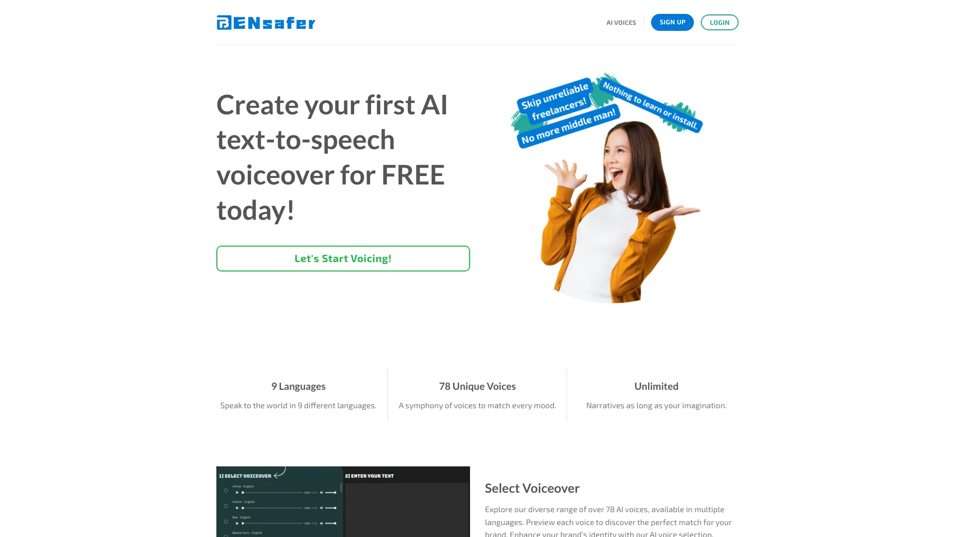 BenSafer AI Voice Generator主页