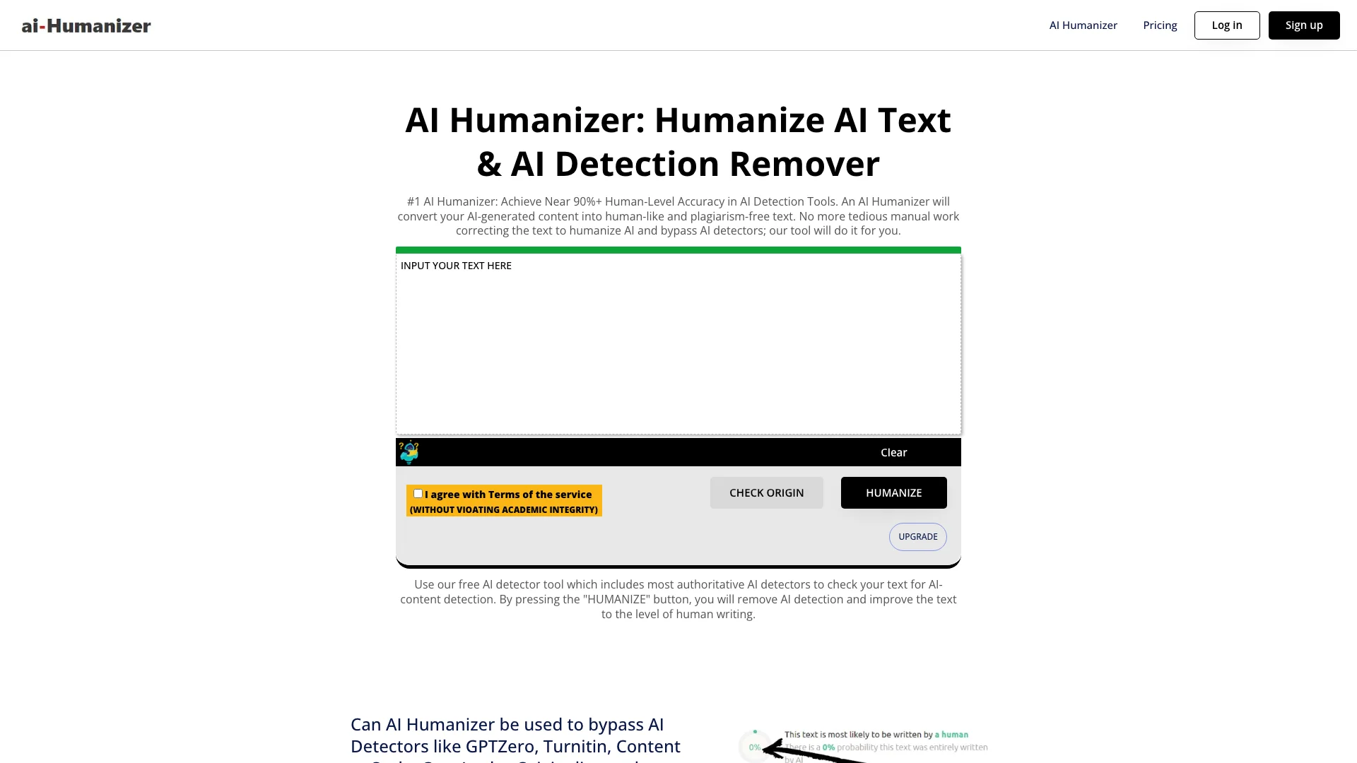 AI Humanizer 主页截图