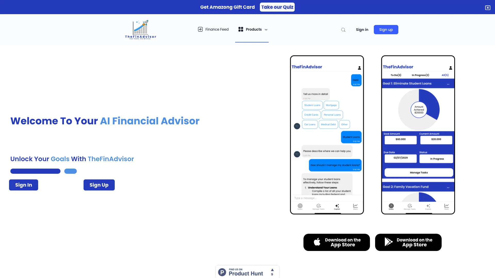 AI Financial Advisor Homepage