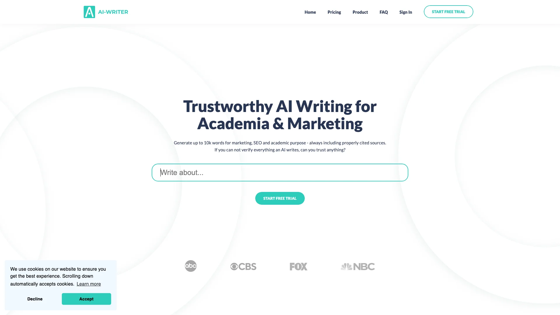 AI-Writer.com 主页截图