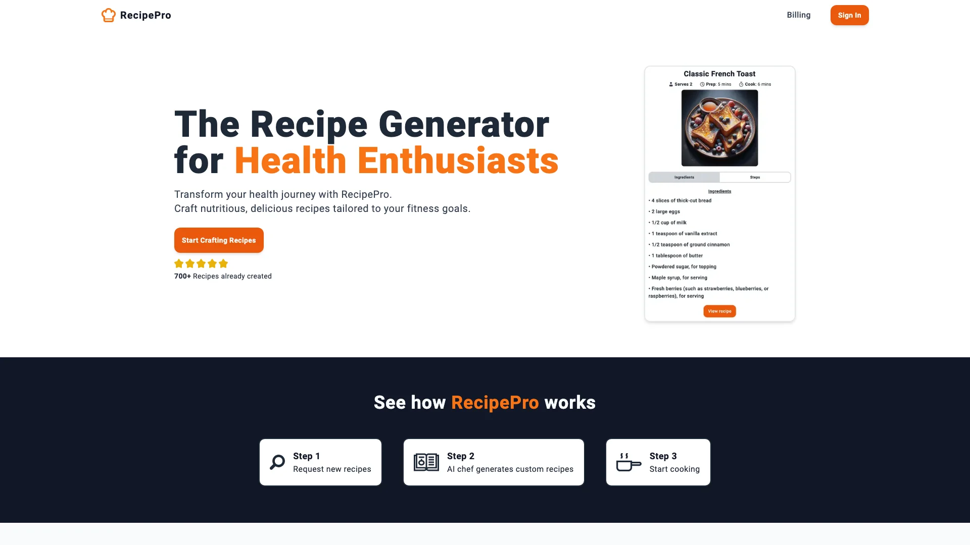 AI Recipe Generator主页