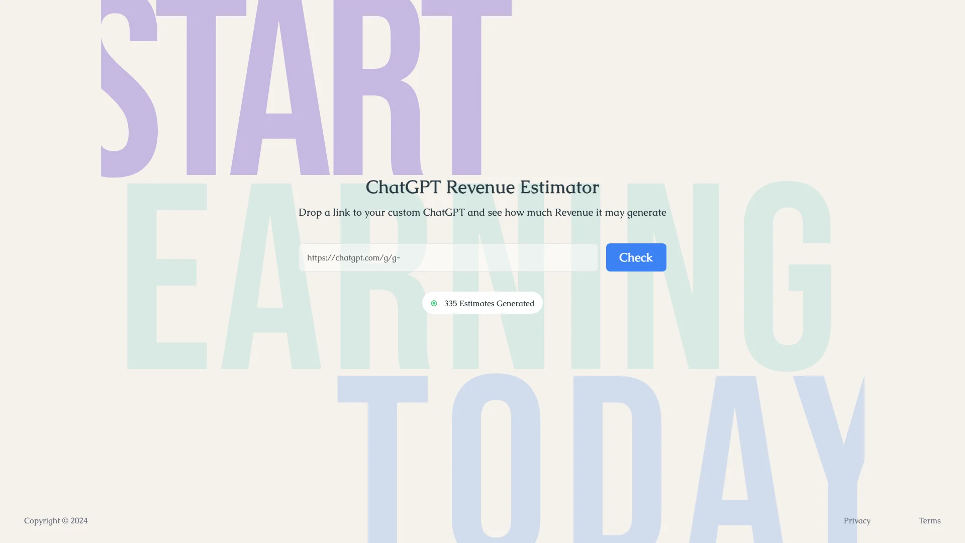 ChatGPT Revenue Estimator 主页