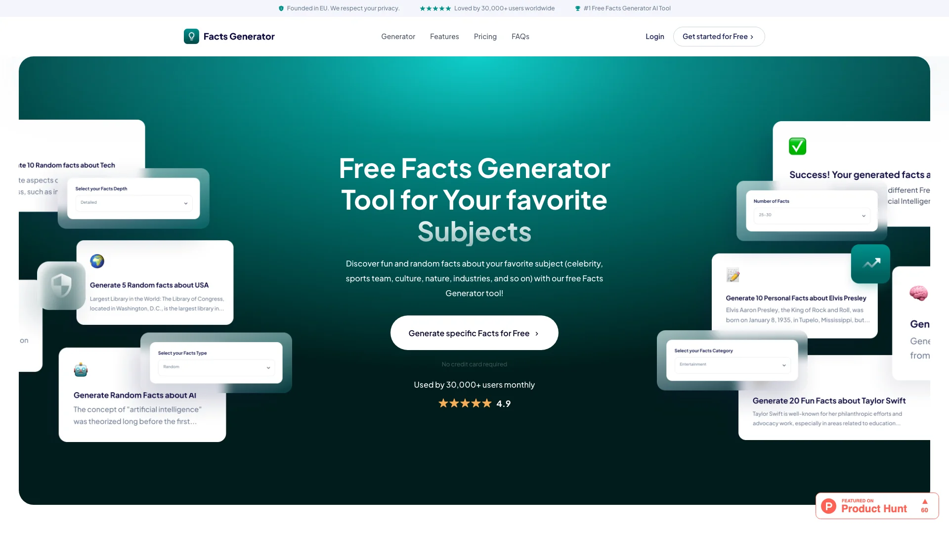 Facts Generator 主页截图