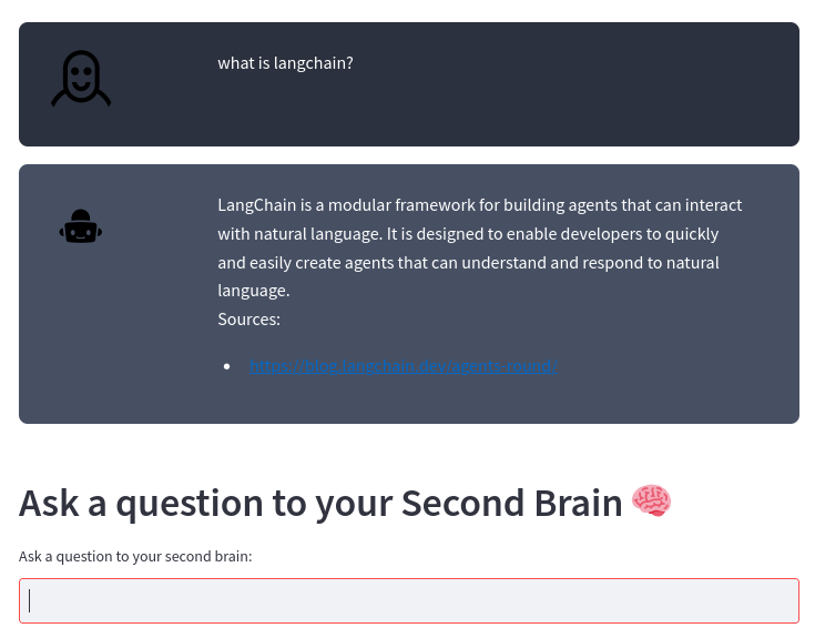 Second Brain AI Agent Screenshot