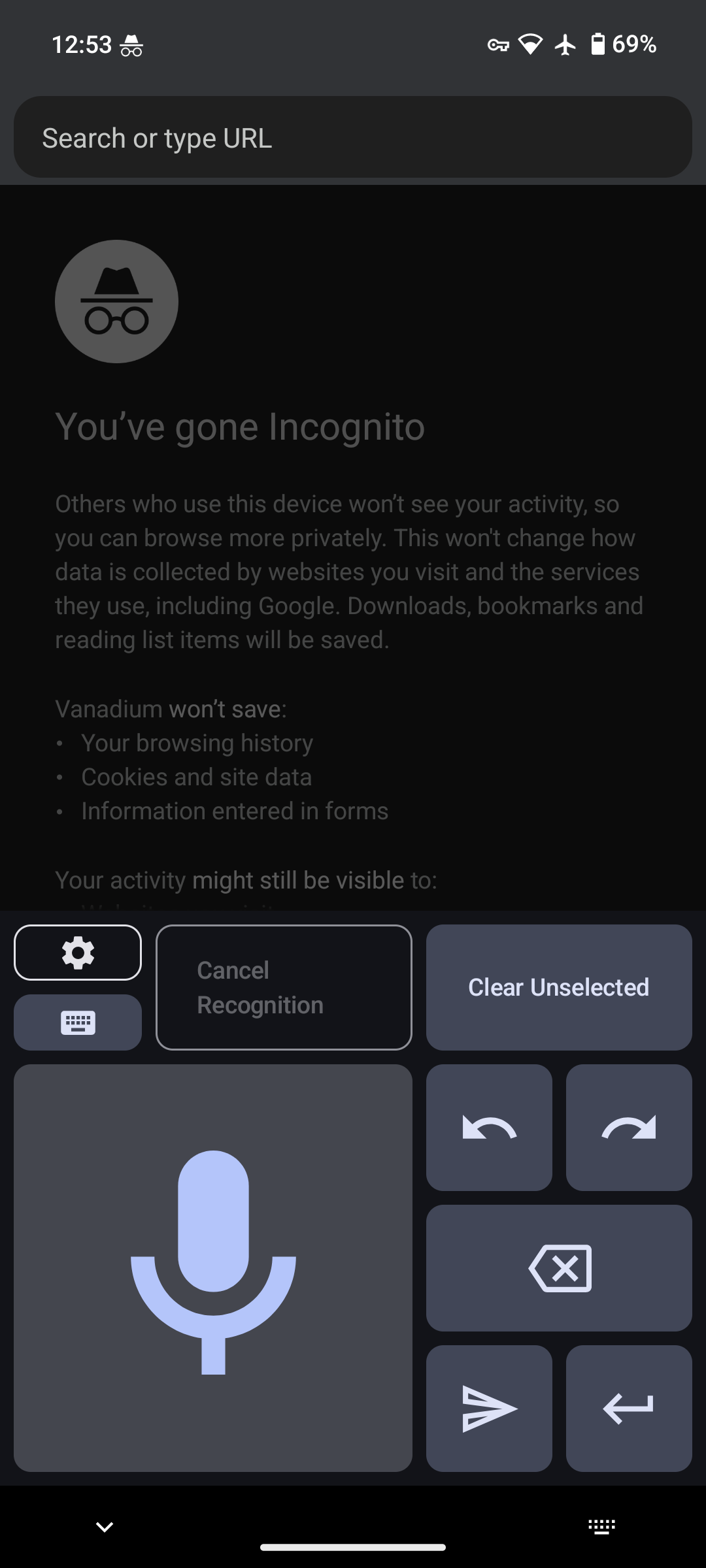 Transcribro keyboard UI screenshot