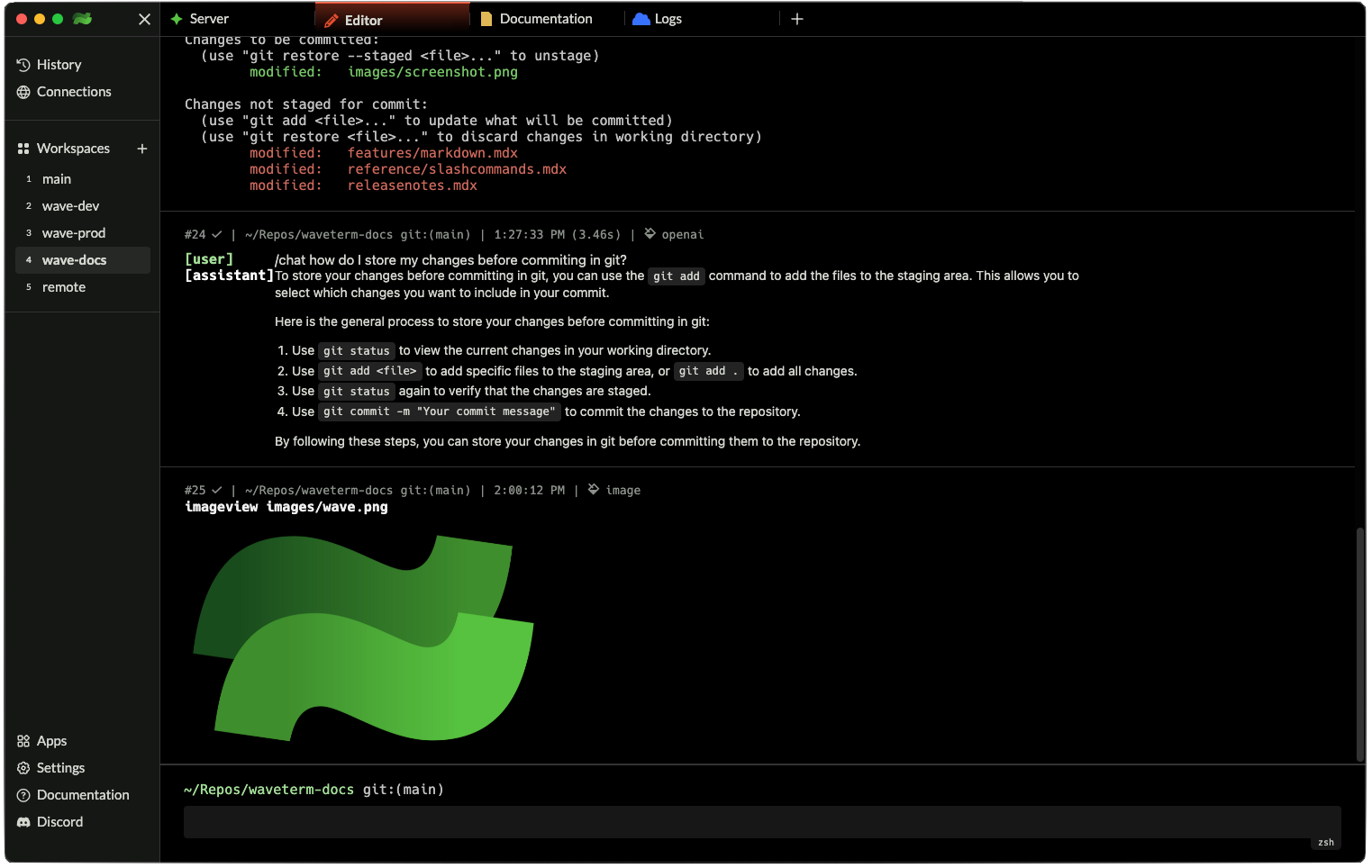 Wave Terminal Screenshot