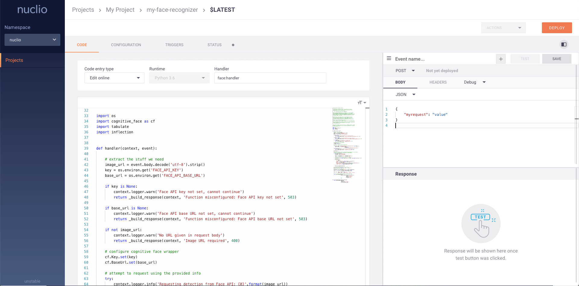 Nuclio Dashboard