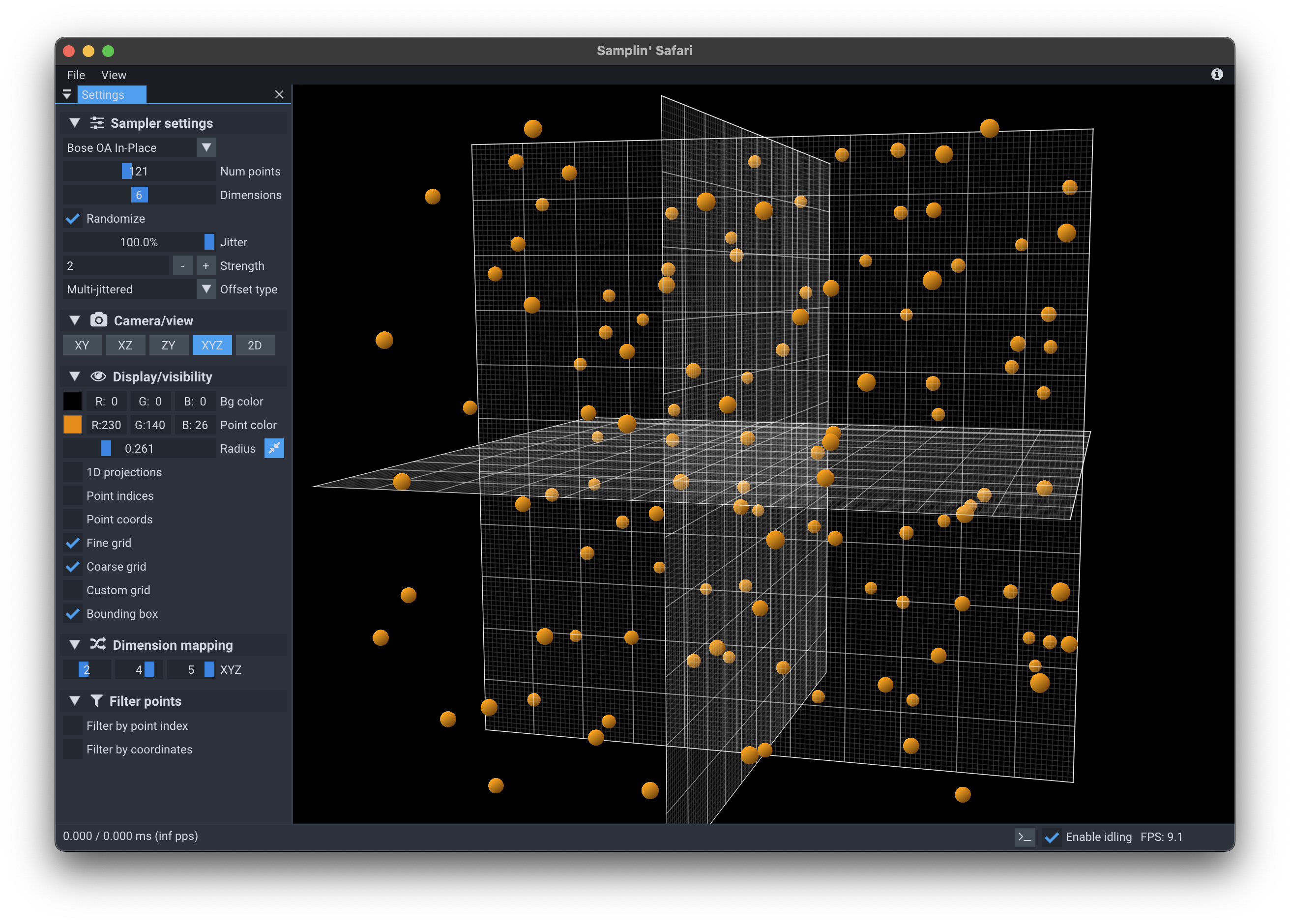 3D view with grid