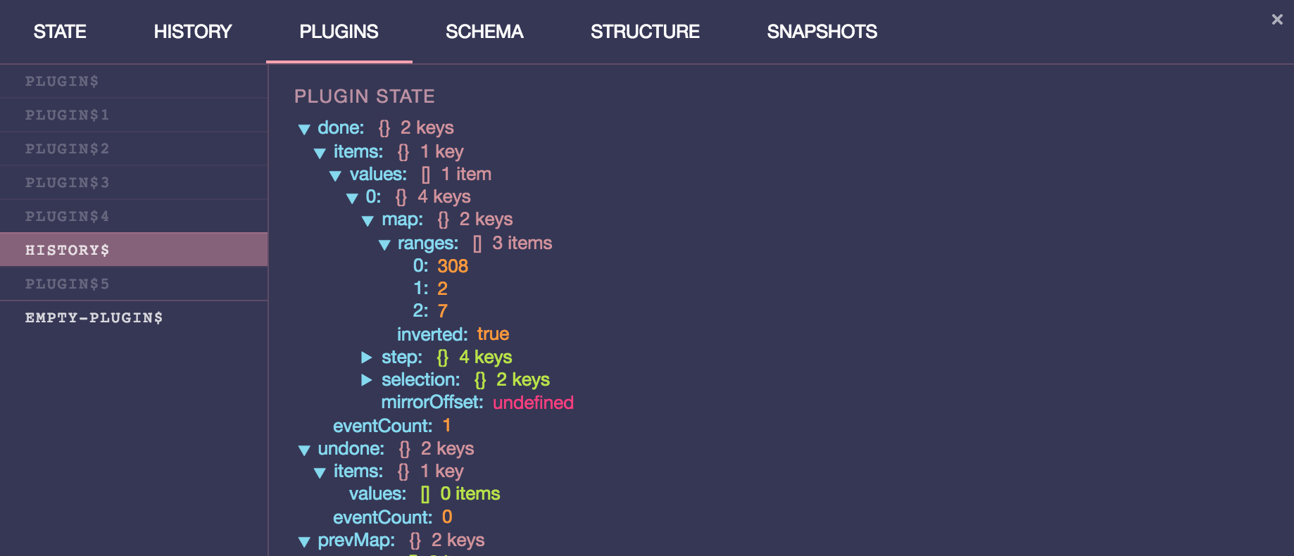 prosemirror-dev-tools 插件标签