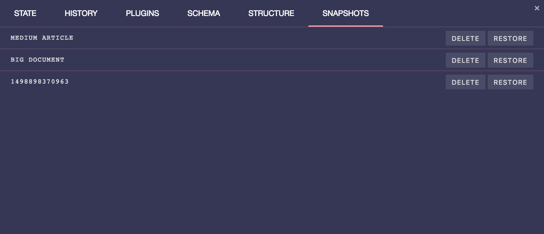 prosemirror-dev-tools 快照标签