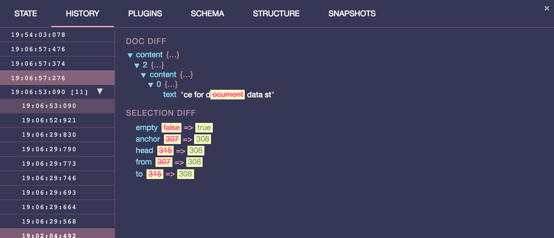 prosemirror-dev-tools 历史标签