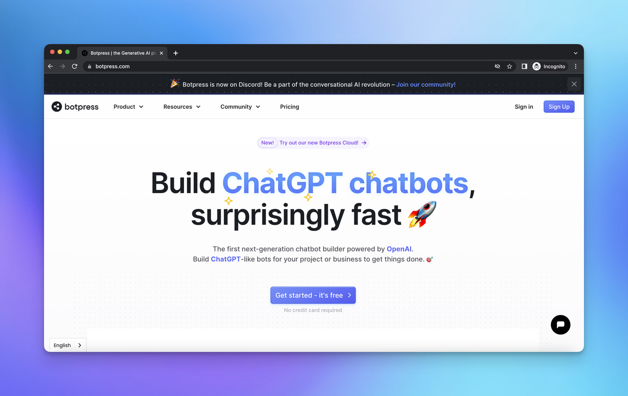 Botpress homepage