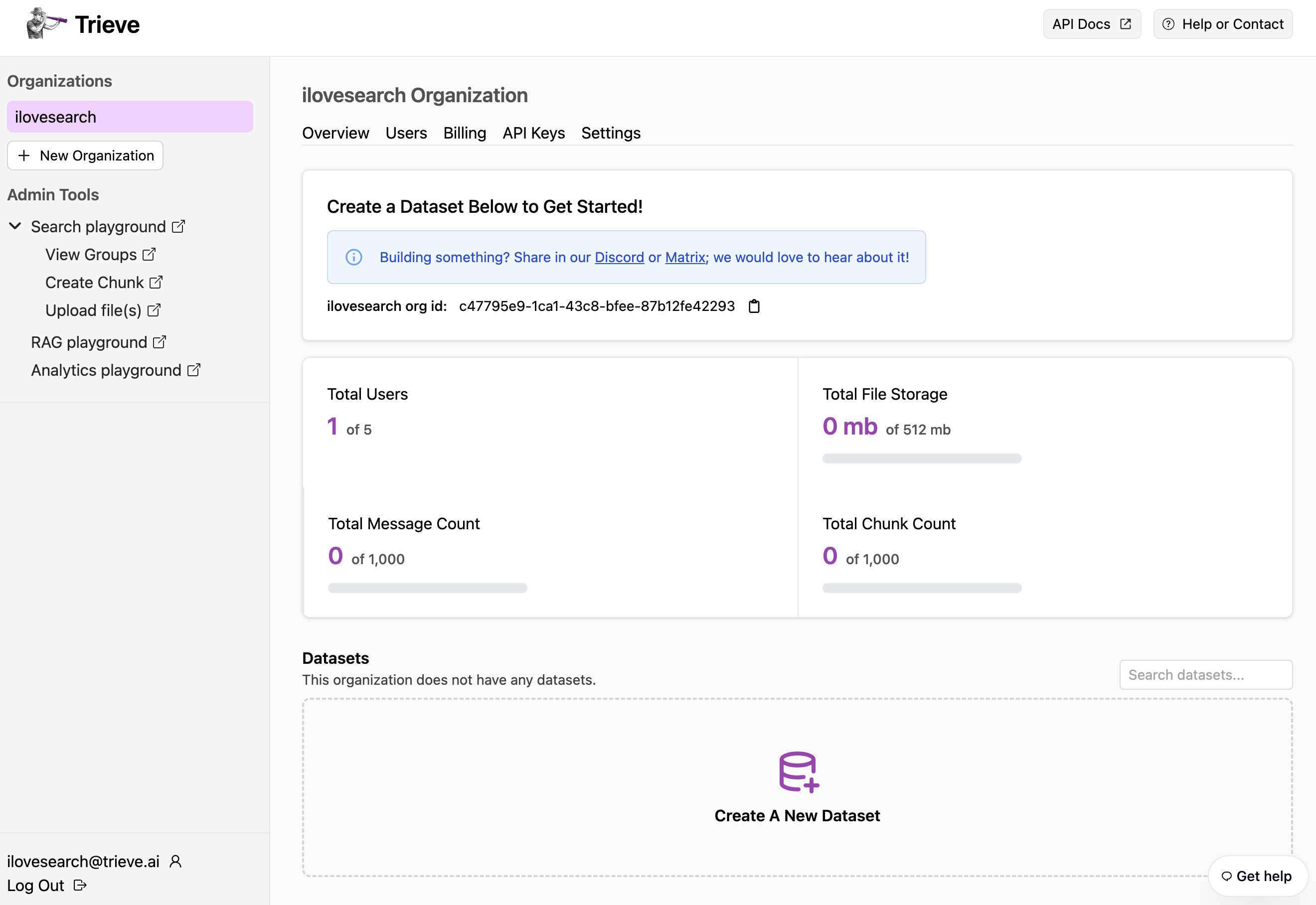 Trieve Dashboard