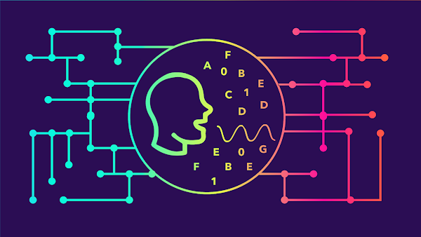 Image 1: a colorful image of a head with a computer