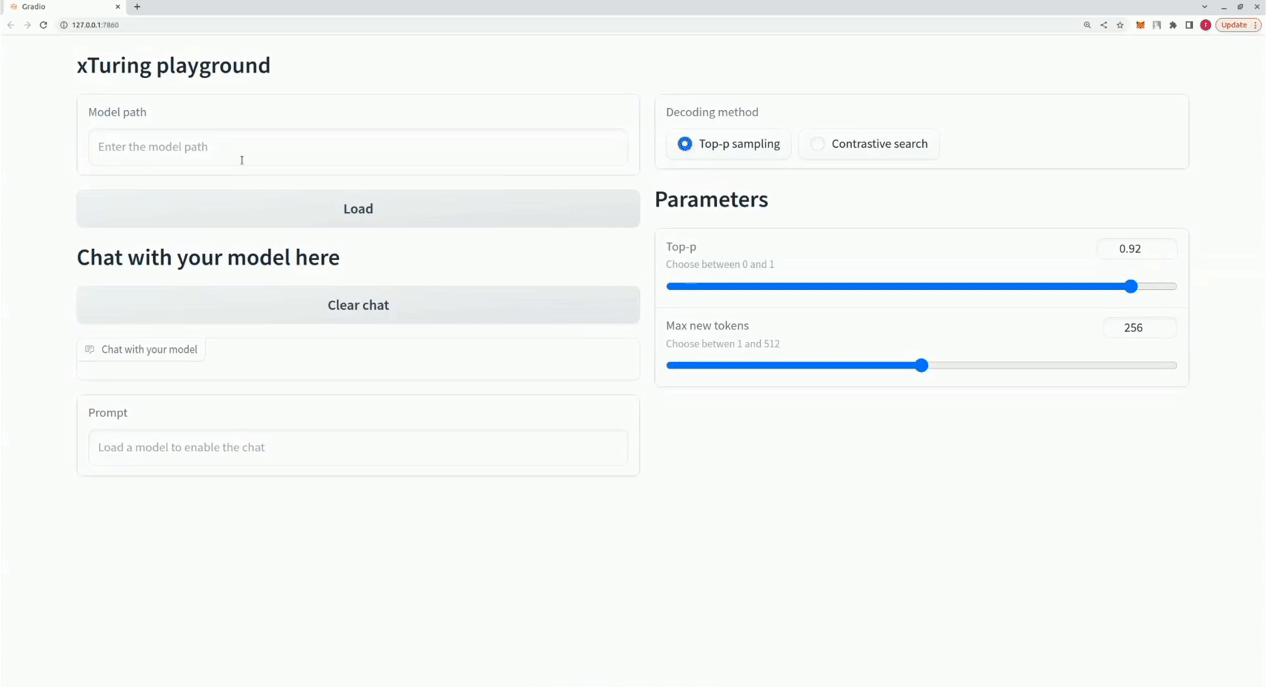 xTuring UI playground