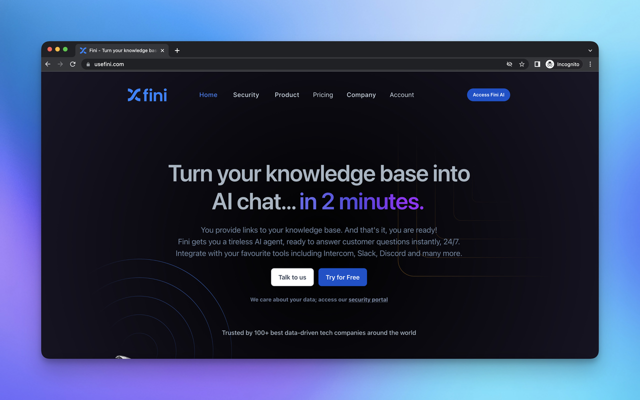 Fini homepage